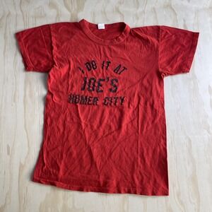Vintage 80s T Shirt Mens Medium Red I Do It At Joe's Homer City Cotton Tee